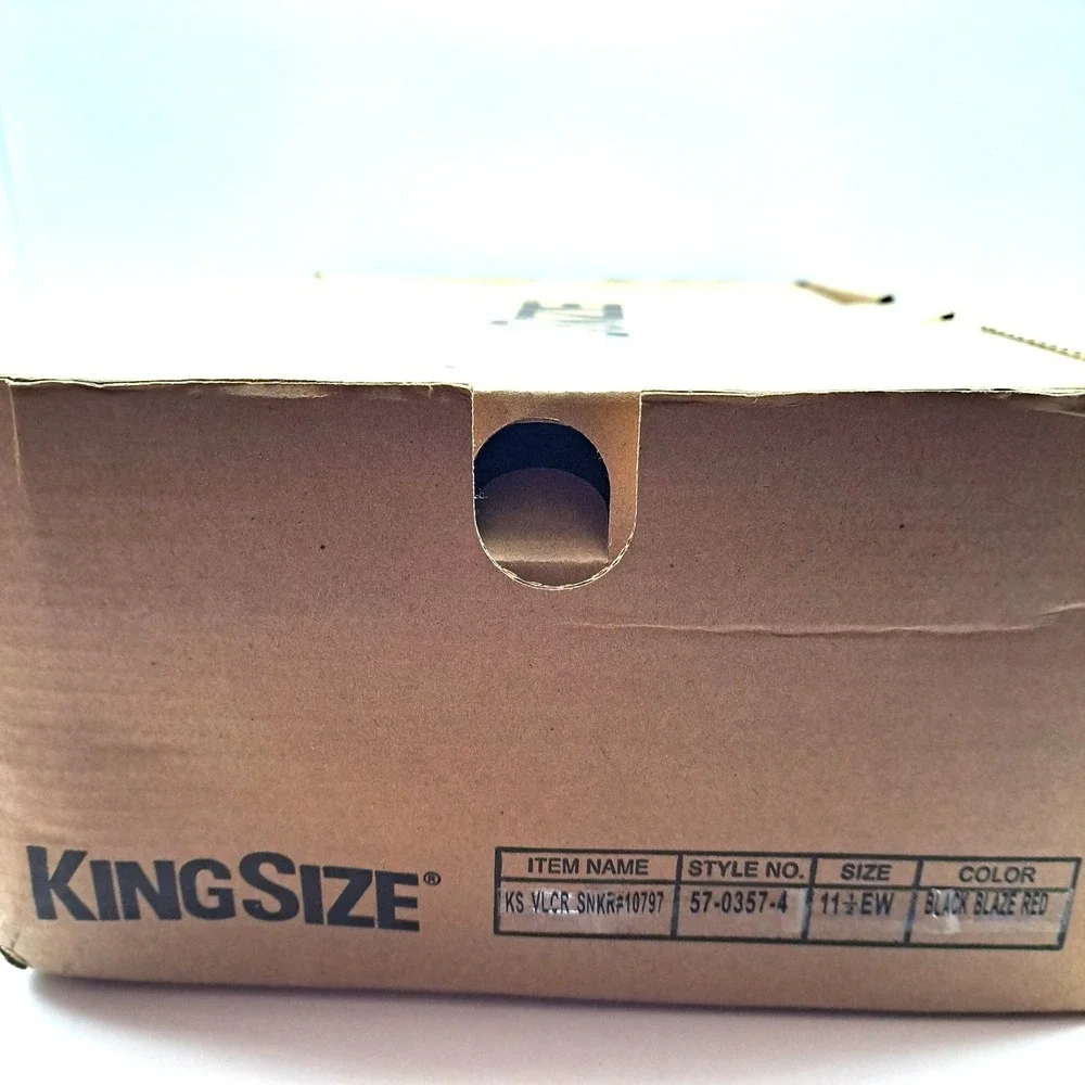 KingSize Athletic Sneakers NEW Mens Wide 11.5 EW Black Red Hook Loop